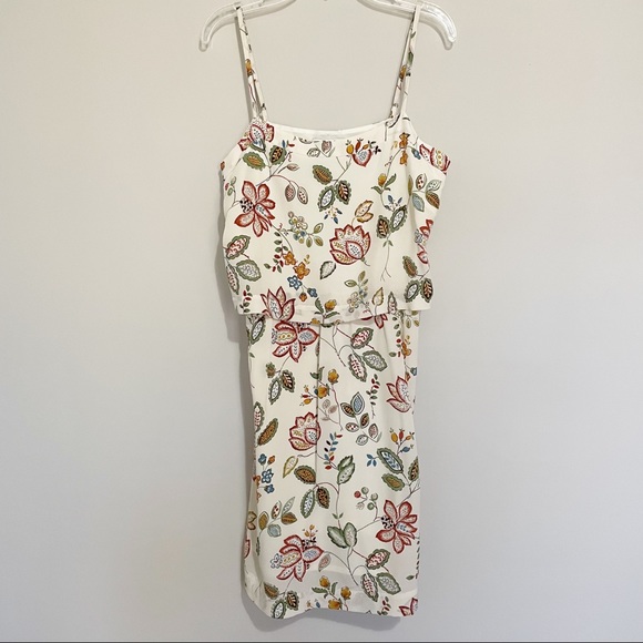 Madewell Size 2 Overlay Cami Botanical Floral Sleeveless Silk Dress - Picture 1 of 7